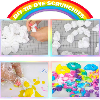 Weiße Haargummis Scrunchies Set für Batik DIY Mädchen Damen