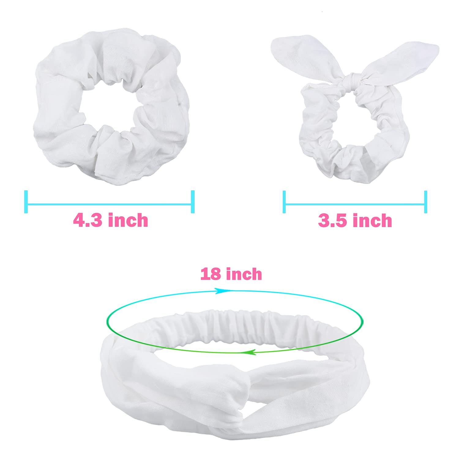 Weiß Haargummis Scrunchies Baumwollschleife Stirnbänder DIY Mädchen Damen 20 Stück