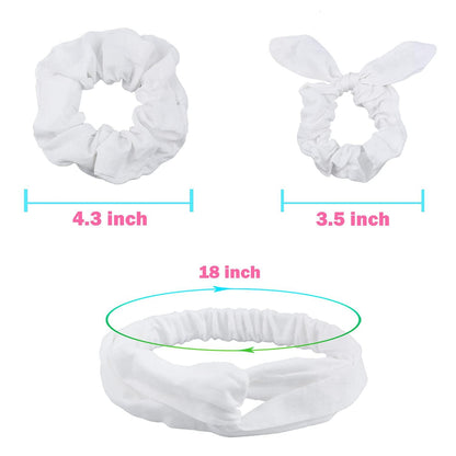 Weiß Haargummis Scrunchies Baumwollschleife Stirnbänder DIY Mädchen Damen 20 Stück
