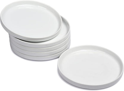 Dessertteller 6er Set Weiße Kuchenteller Porzellan 18 cm