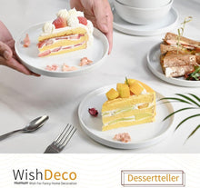 WishDeco Dessertteller 6er Set, Weiße Porzellan 18cm