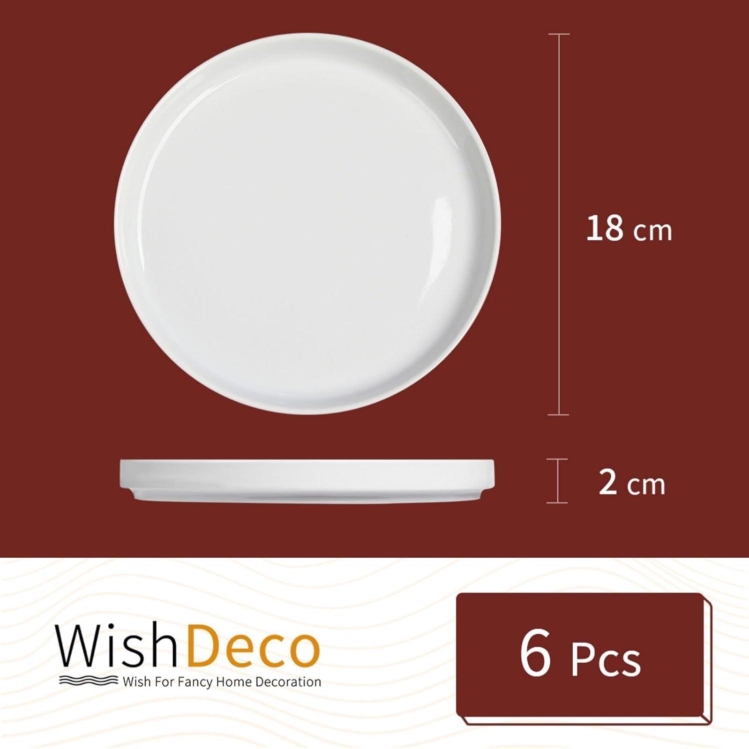 Dessertteller 6er Set Weiße Kuchenteller Porzellan 18 cm