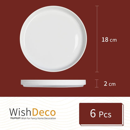 Dessertteller 6er Set Weiße Kuchenteller Porzellan 18 cm