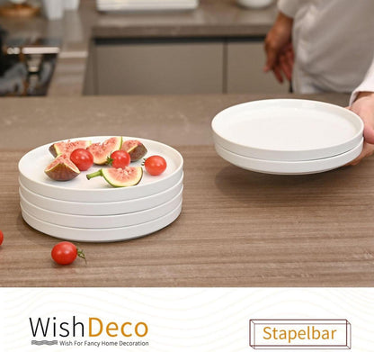 WishDeco Dessertteller Set Φ18cm Porzellan Weiß, 6er Pack
