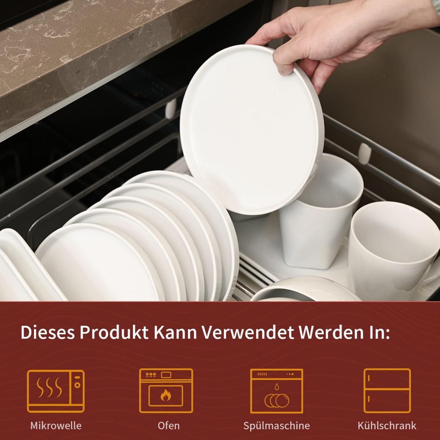 Dessertteller 6er Set Weiße Porzellan Kuchenteller Φ18cm Herdplatte
