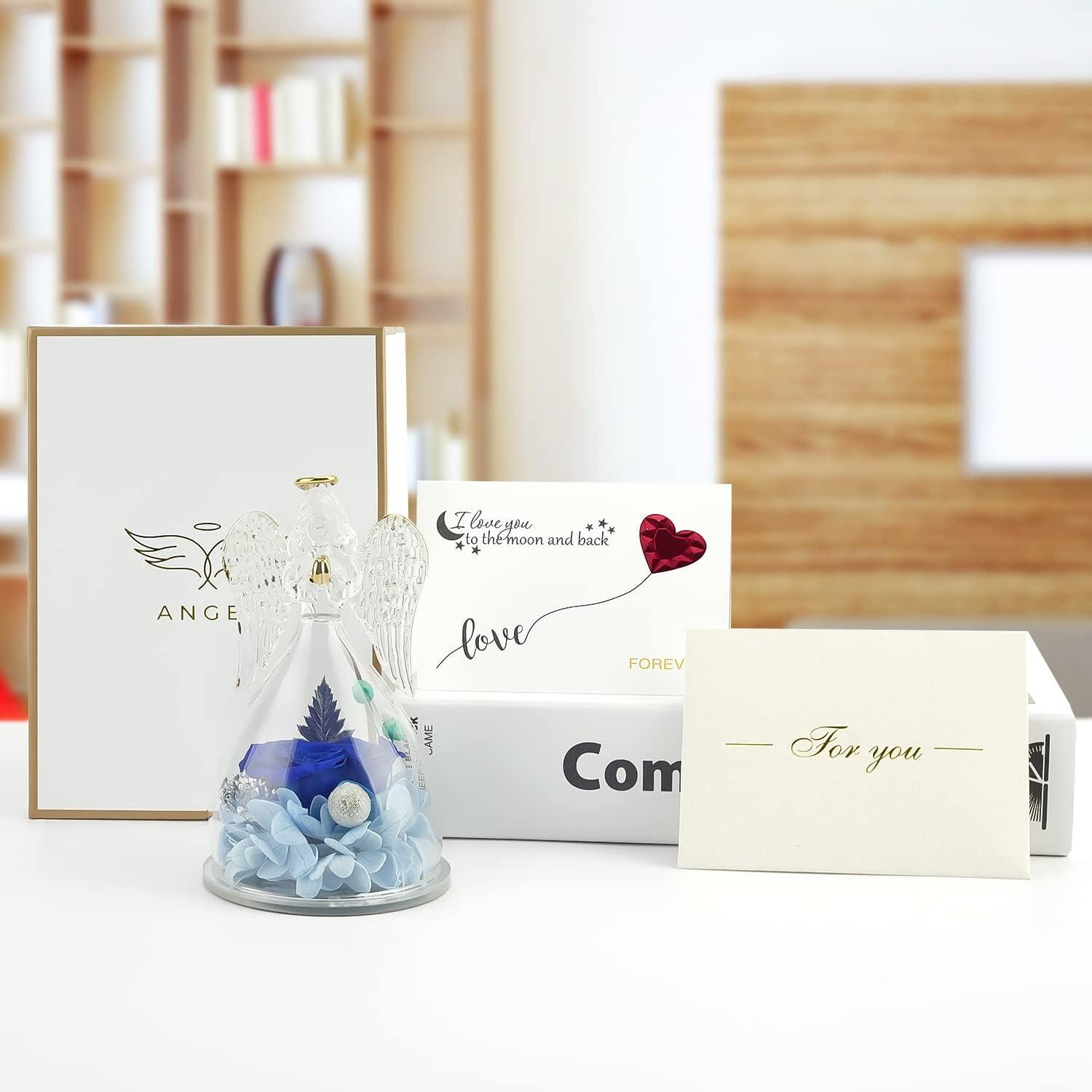 Ewige Rose Engel Figur Geschenkbox Blau für Mama Oma Freundin