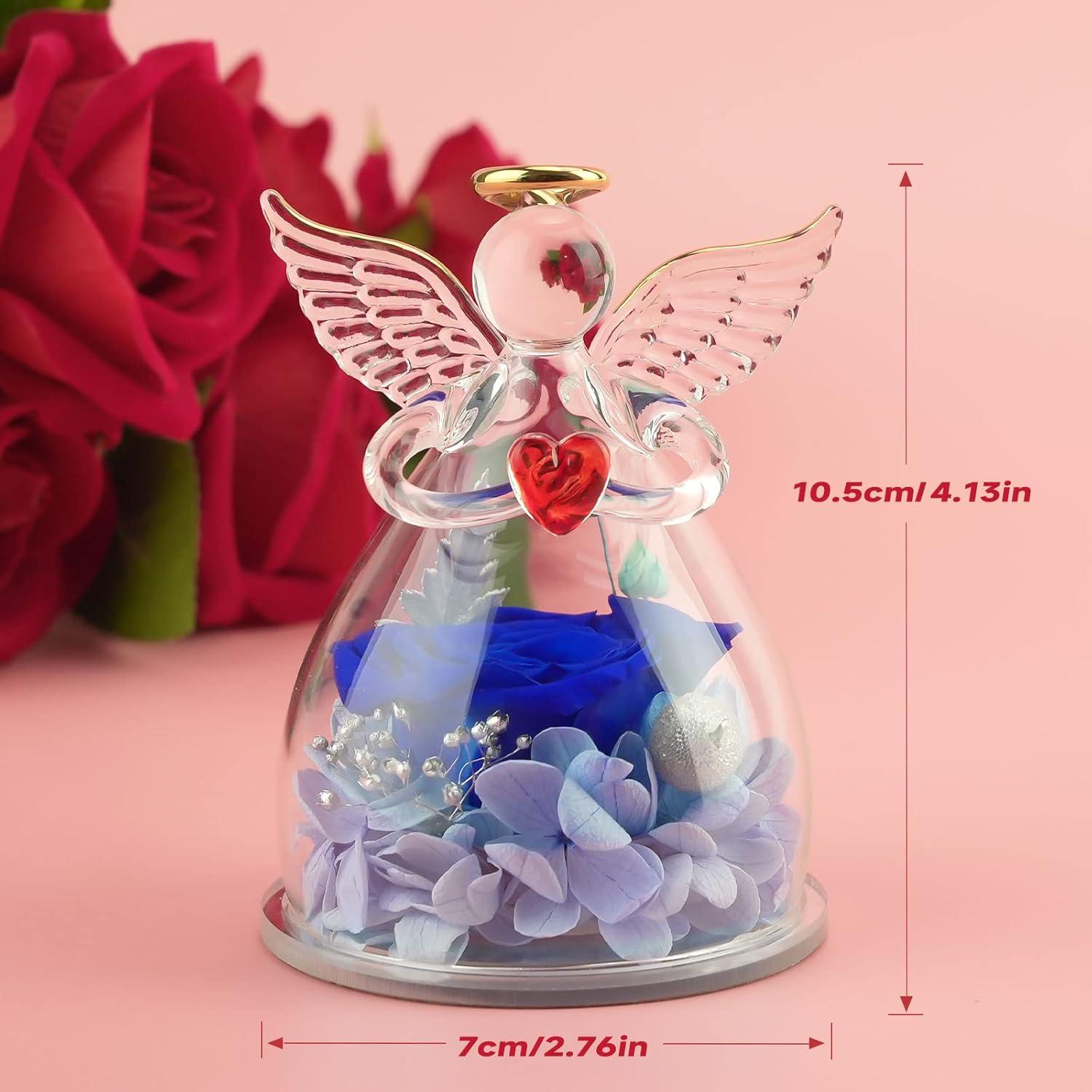 Miofula Ewige Rose Engel Geschenk für Mama Oma Blau