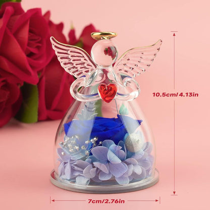 Miofula Ewige Rose Engel Geschenk für Mama Oma Blau