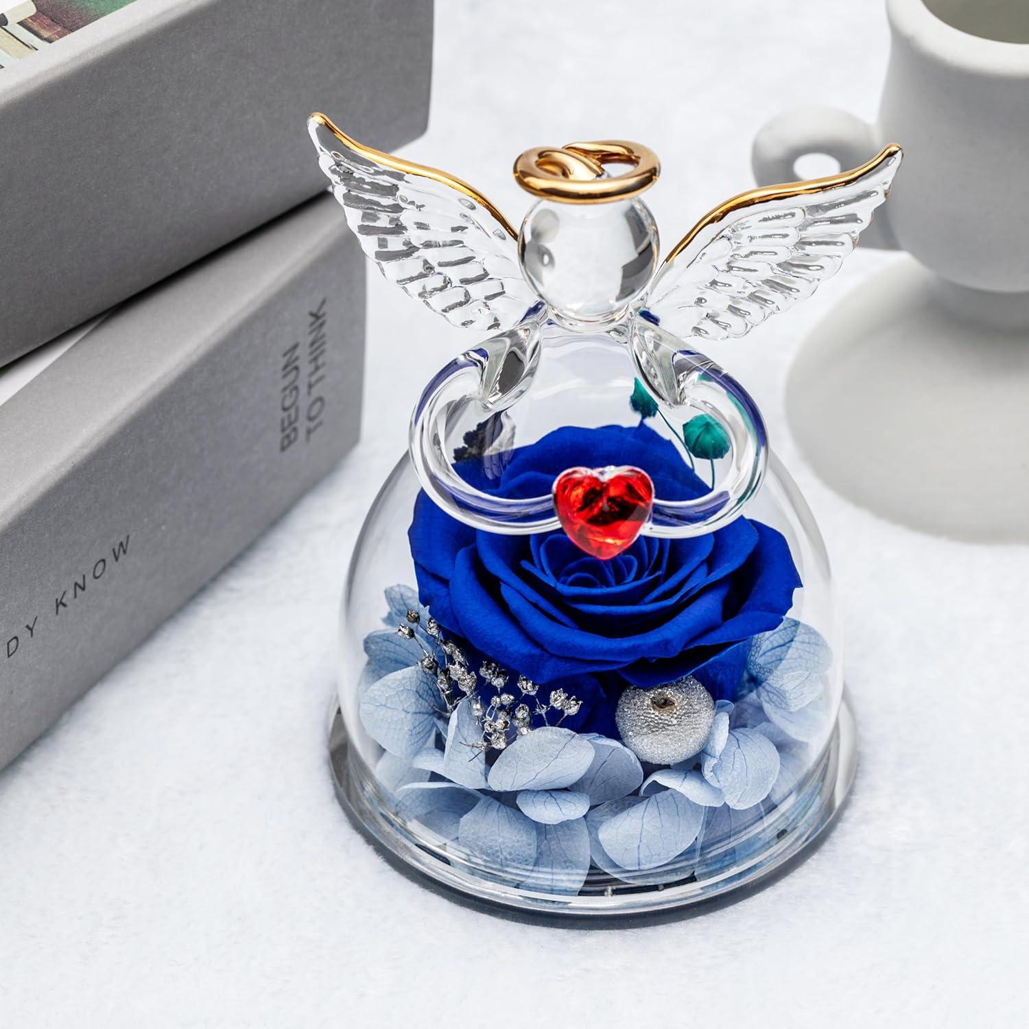Ewige Rose Engel Geschenk für Mama Oma Blau im Glas - Geburtstag