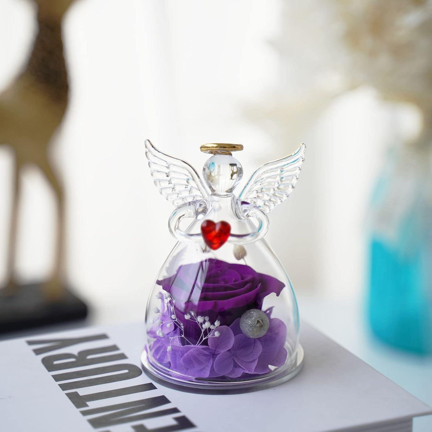 Ewige Rose Engel Geschenk für Mama Oma - Glas Engel Figur - Frauen - Geburtstag