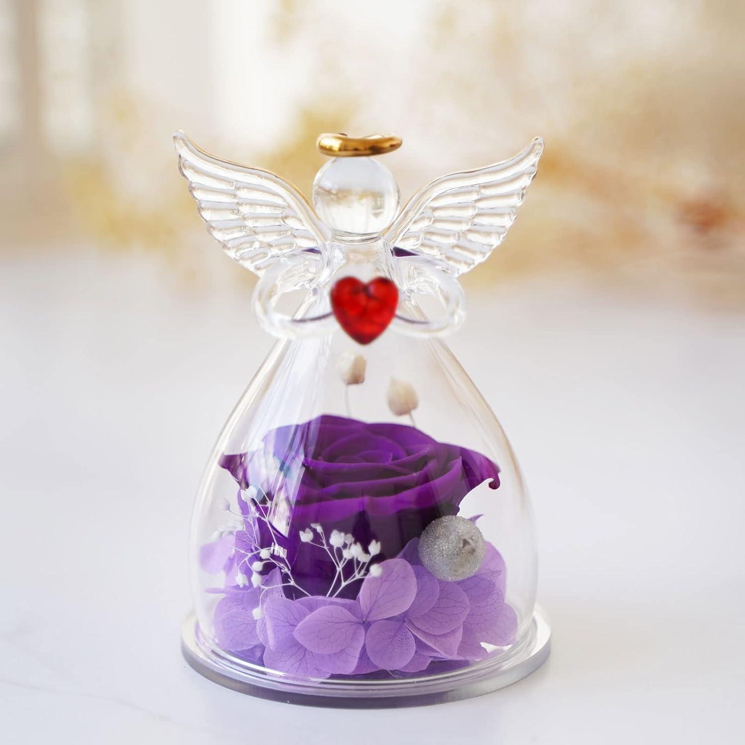Ewige Rose Engel Geschenk für Mama Oma - Glas Engel Figur - Frauen - Geburtstag