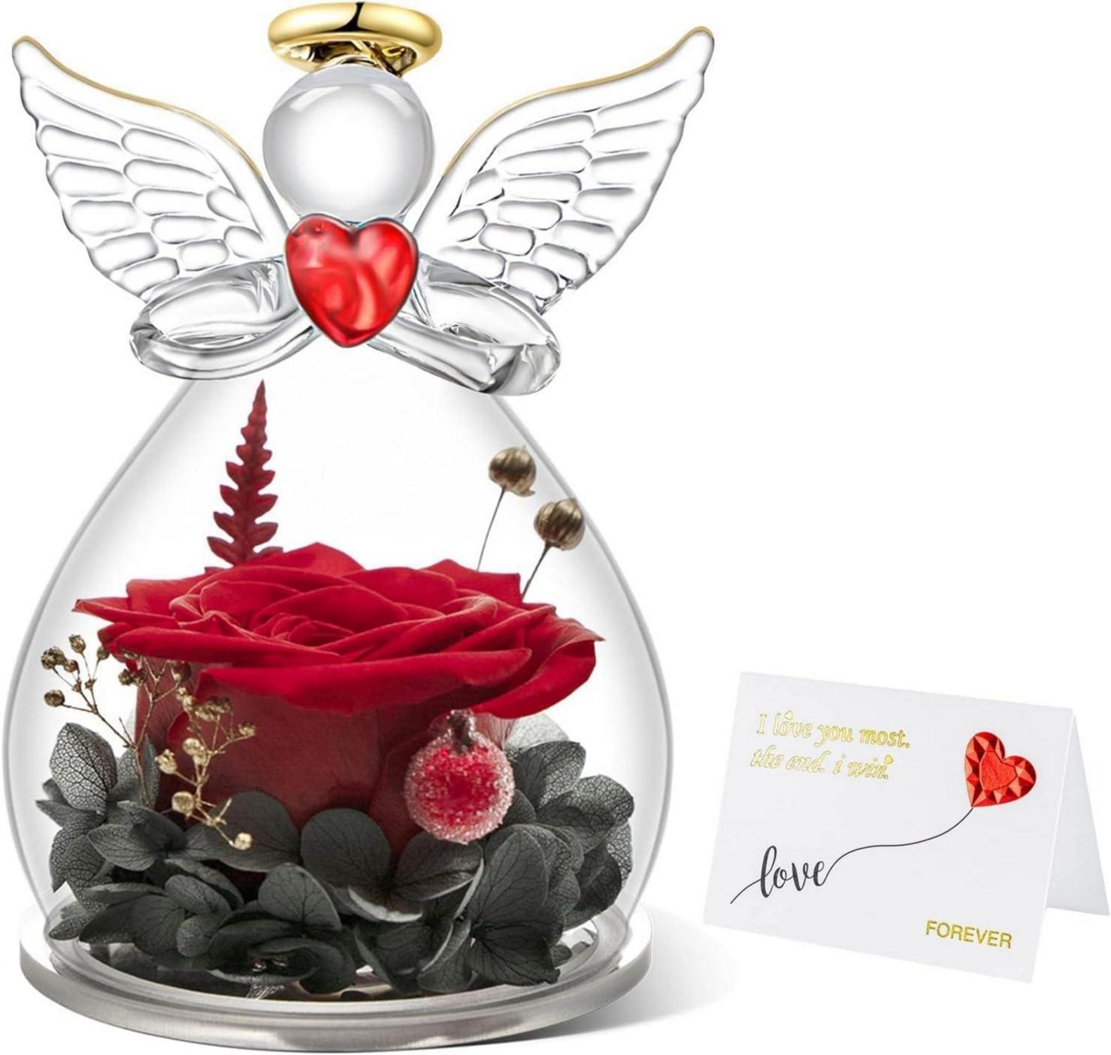 Ewige Rose Engel Geschenkbox für Frauen Mutter Oma Valentine Rot