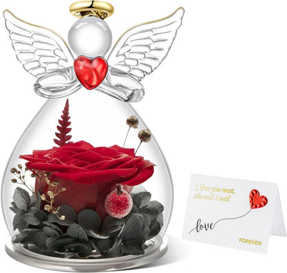 Ewige Rose Engel Geschenkbox für Frauen Mutter Oma Valentine Rot