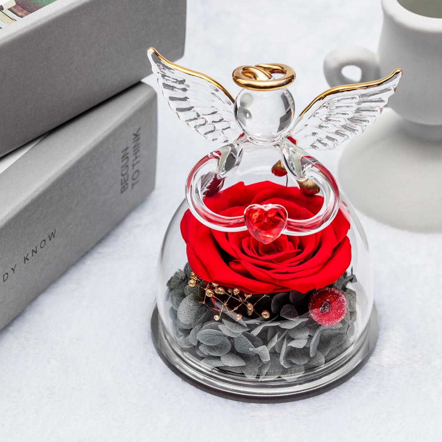 Ewige Rose Engel Geschenkbox für Frauen Mutter Oma Valentine Rot