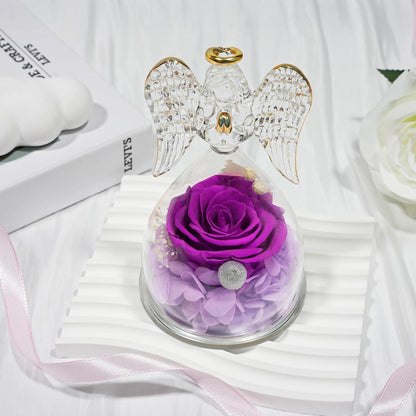 Ewige Rose Engel Glaskuppel Muttertagsgeschenk Violett