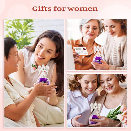 Ewige Rose im Engel Glaskuppel, Muttertagsgeschenk, Violett