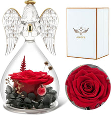 Ewige Rose Engel Glaskuppel Geschenkbox Muttertag Weihnachten
