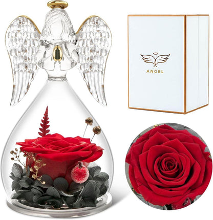 Ewige Rose Engel Glaskuppel Geschenkbox Muttertag Weihnachten