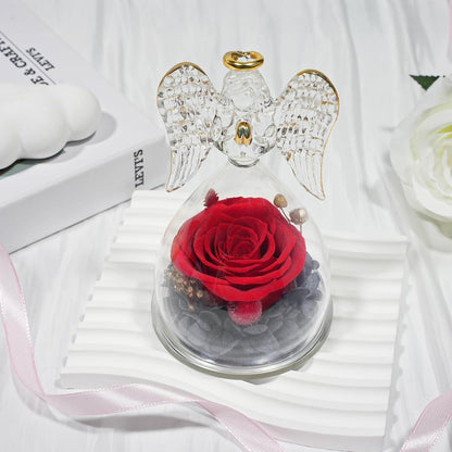 Ewige Rose Engel Glaskuppel Muttertag Geschenk Oma Rot