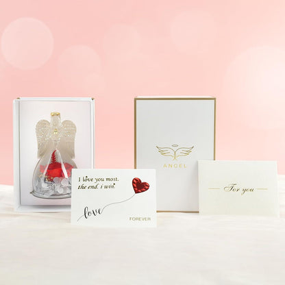 Ewige Rose Engel Figur Glaskuppel Muttertagsgeschenk Rot