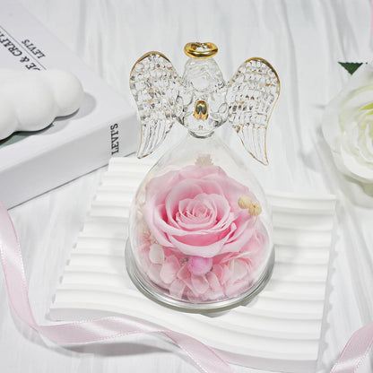 Ewige Rose im Engel Glaskuppel, Geschenk für Frauen, Muttertagsgeschenk