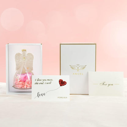 Muttertagsgeschenk Ewige Rose Engel Glaskuppel Geschenkbox
