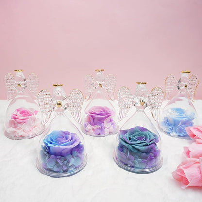 Ewige Rose im Engel Glaskuppel, Geschenk für Frauen, Muttertagsgeschenk