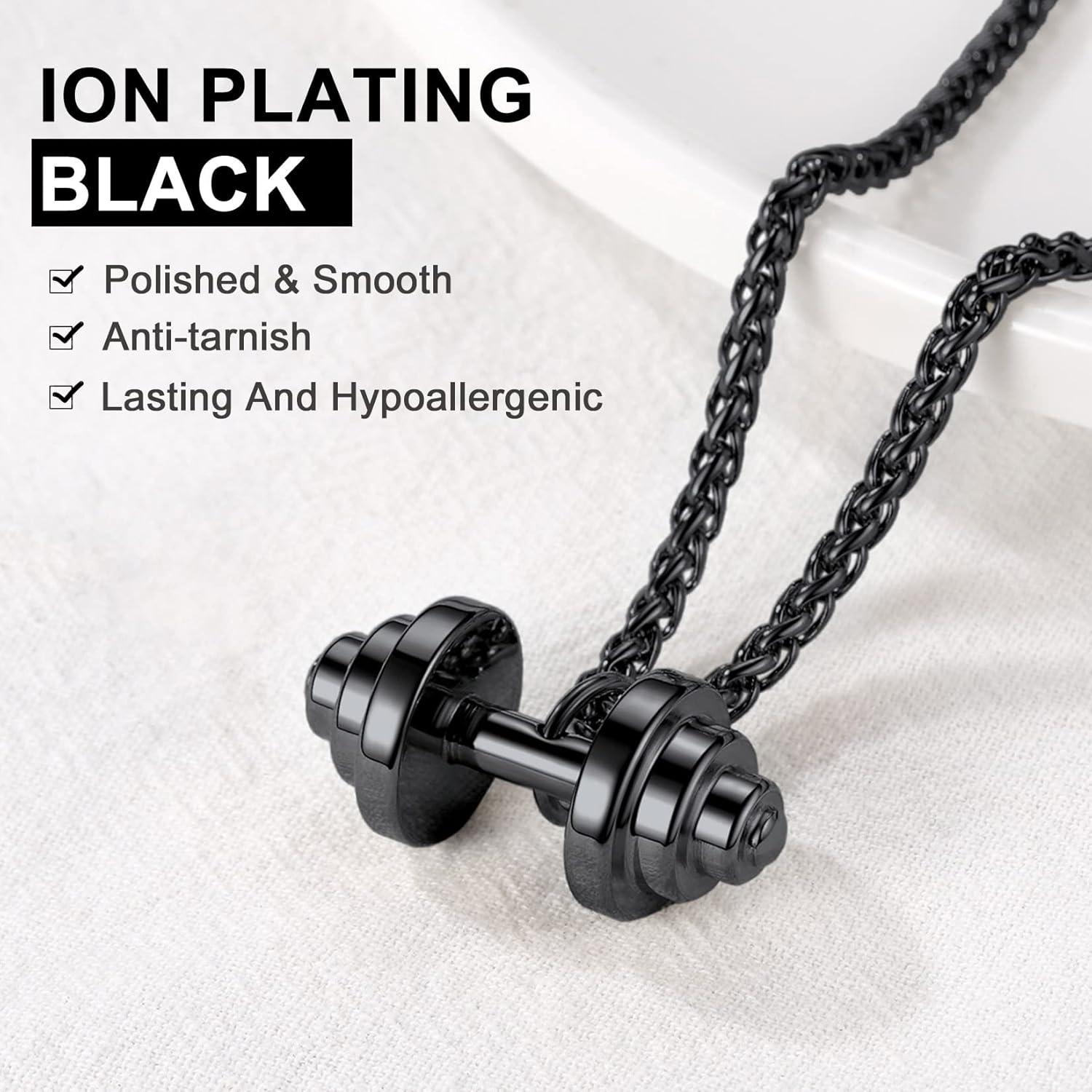 Herren Hantel Halskette Fitness Gym Bodybuilding Edelstahl Modeschmuck