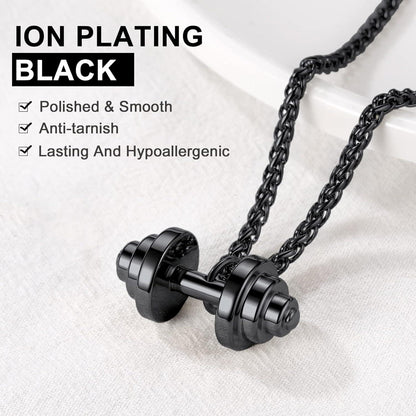 Herren Hantel Halskette Fitness Gym Bodybuilding Edelstahl Modeschmuck