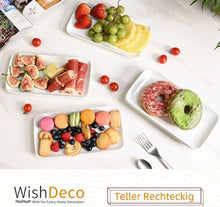 WishDeco Porzellan Teller Rechteckig Weiß 6er Set 23x12cm