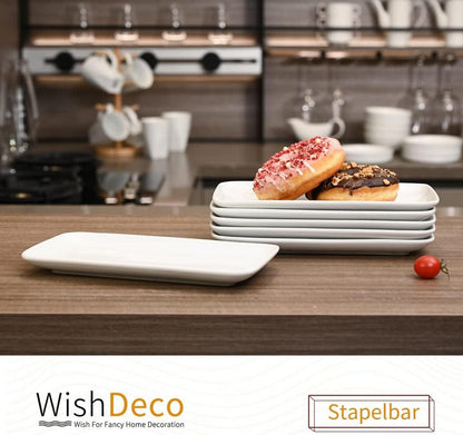 Porzellan Servierplatten Set Weiß 23x12cm 6-tlg. rechteckige Teller