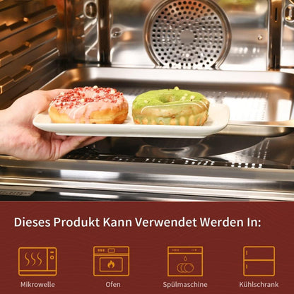 Rechteckige Servierplatten Porzellan Weiß 23x12 cm 6er Set