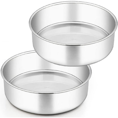 Runde Edelstahl Backform 2er Set | 24cm Kuchenform, 7cm tief