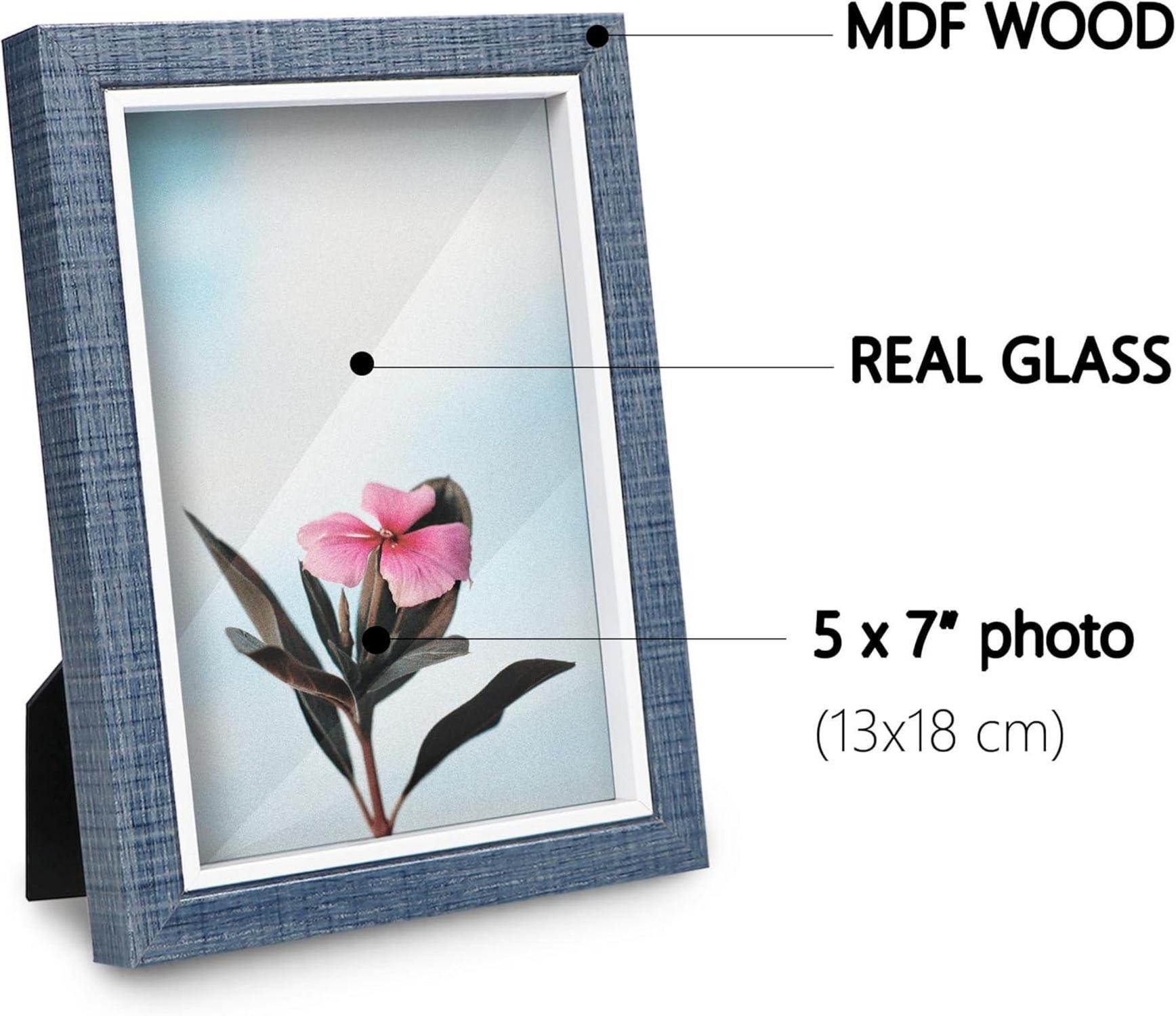 Blaue Bilderrahmen 13x18 Hochwertiges MDF-Holz echtes Glas