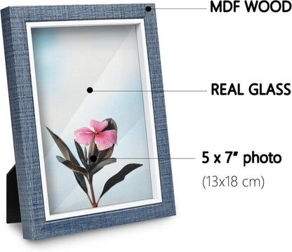 Blaue Bilderrahmen 13x18 Hochwertiges MDF-Holz echtes Glas