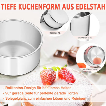 Runde Backform Edelstahl Tortenform Set 16cm 2er 7cm Tief Hochwertig