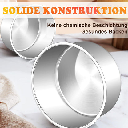 Homikit Edelstahl Backform Set 16cm Rund 2er Set 7cm Tief