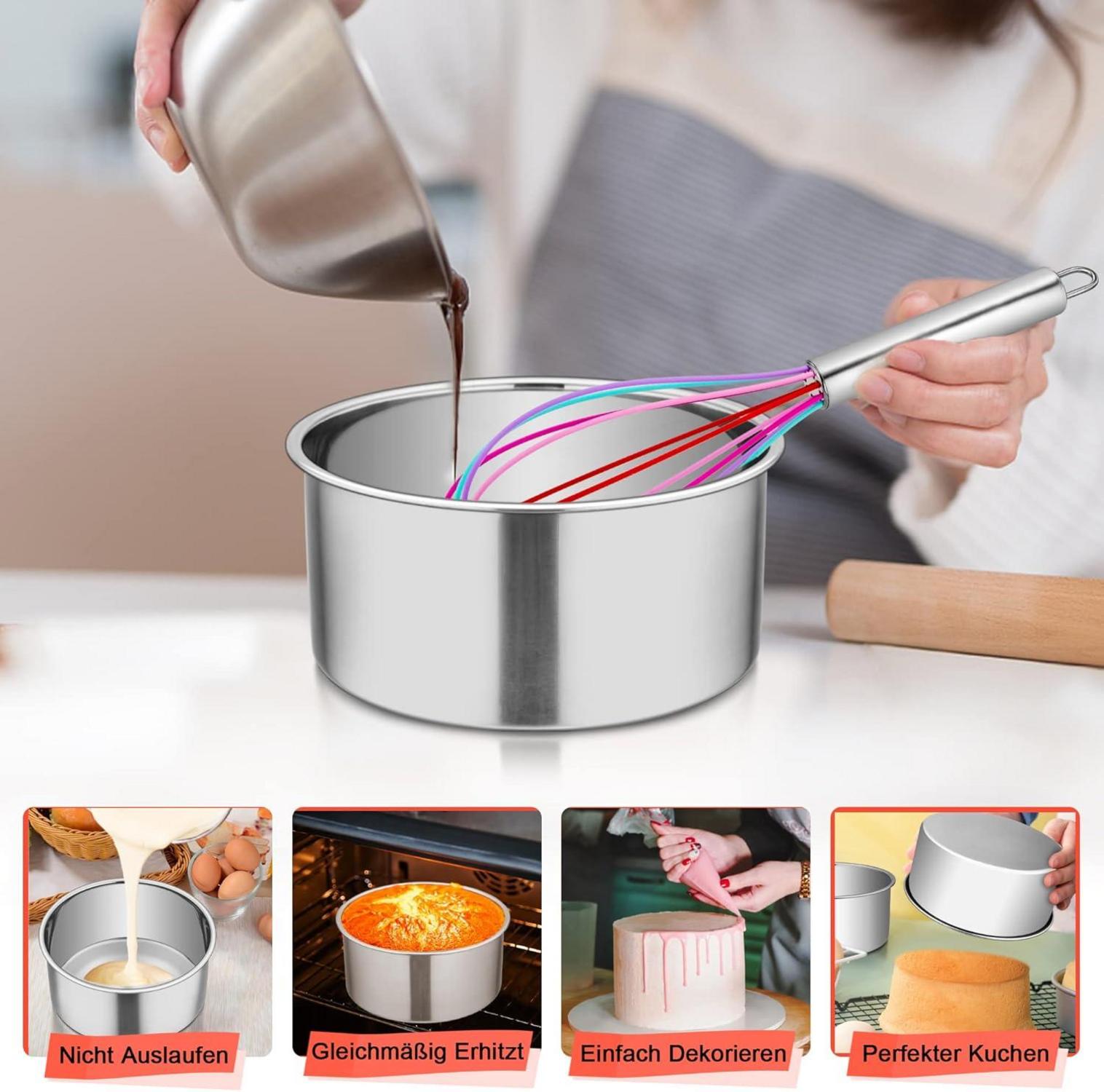Homikit 2er Set Runde Backform Edelstahl 16cm Hochwertig & Spiegelpoliert