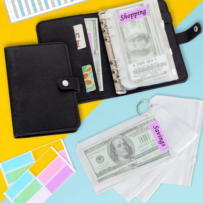 Schwarzer Wollfilz Budget Planner mit Geldorganizer A6 Ordner