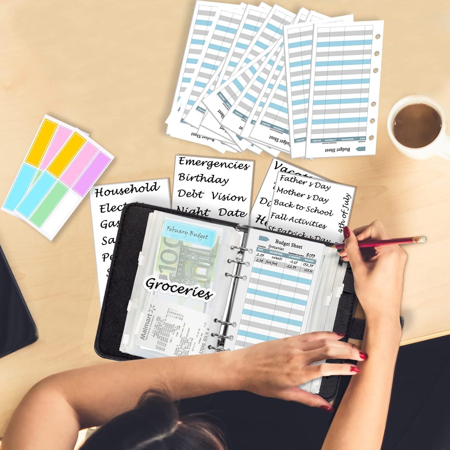 Schwarzer Wollfilz Budget Planner A6 Geld Organizer Kit