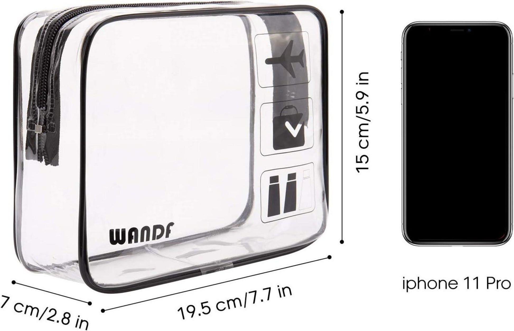 Transparenter Kulturbeutel für Handgepäck (2 Stück) Schwarz