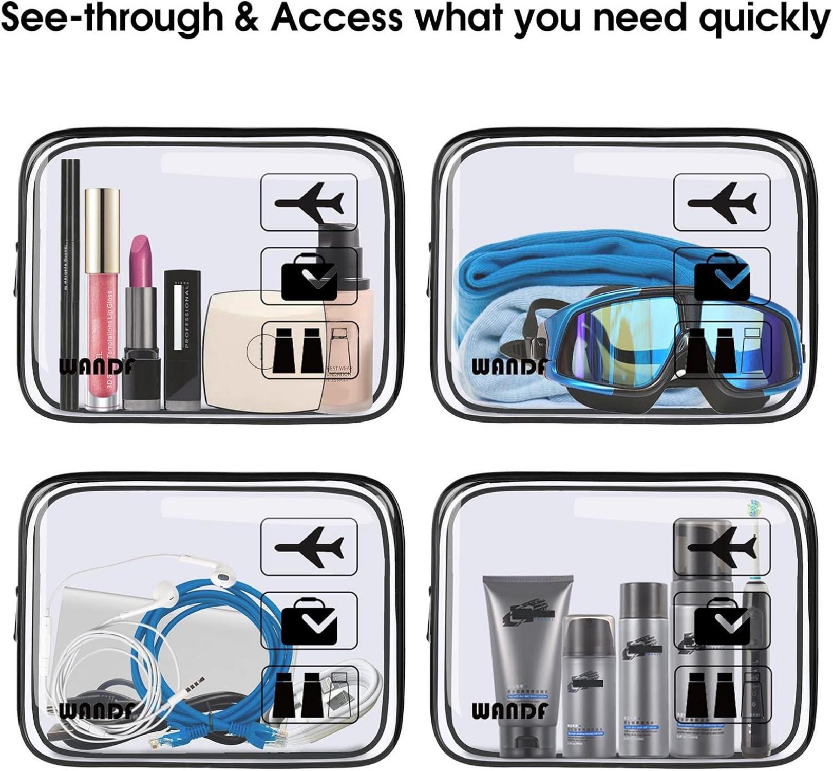 Transparenter Kulturbeutel für Flüssigkeiten, Kosmetik & Handgepäck 2er Set