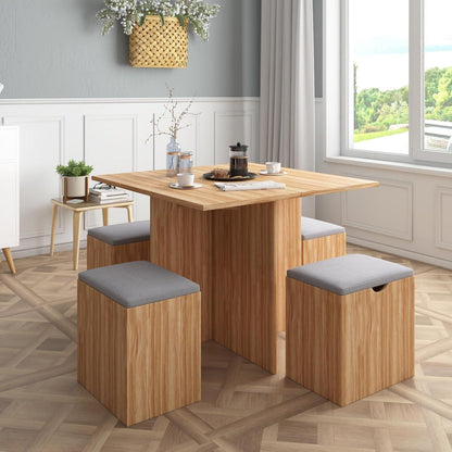 Essgruppe Monddeer mit Stauraum & Hockern (80x80cm)