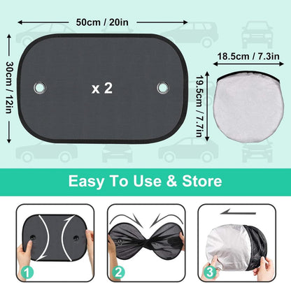 Sonnenschutz Auto Baby 50 x 30 cm 2 Stück UV Schutz Saugnäpfen
