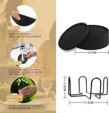 Silikon Glasuntersetzer Set Schwarz 8er - Multifunktionale