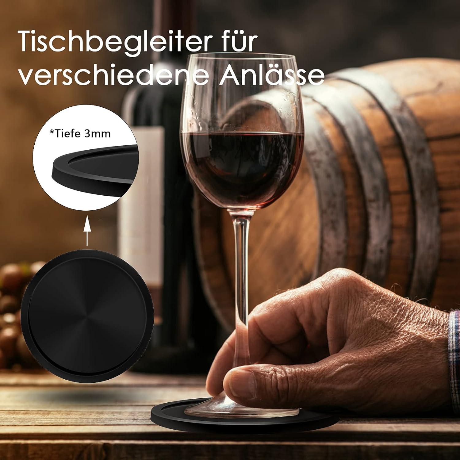 BOZKAA Silikon-Untersetzer Set 8 Stück Schwarz Gläser Tassen Bar