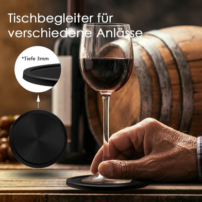 BOZKAA Silikon-Untersetzer Set 8 Stück Schwarz Gläser Tassen Bar