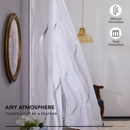 Deconovo Voile Gardinen Weiß Leinenoptik 245x140cm 2er Set Ösenvorhang