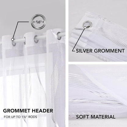 Voile Gardinen Weiß Transparent Leinenoptik Ösenvorhang 245x140 cm Set