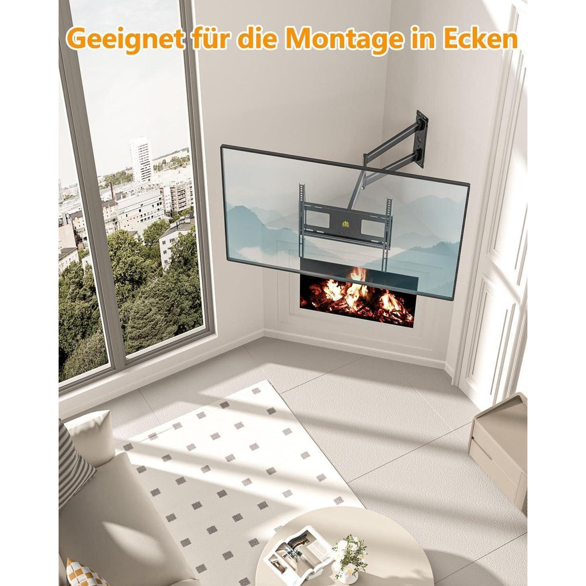 Schwenkbare TV Wandhalterung Langer Arm für Ecken 26-65 Zoll